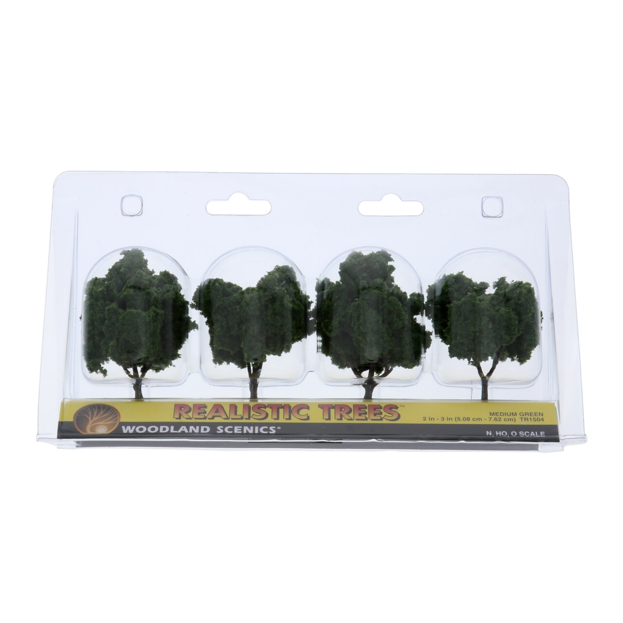 Woodland Scenics Ready Made Realistic Trees, 2" to 3", Medium Green, 4/Pkg.